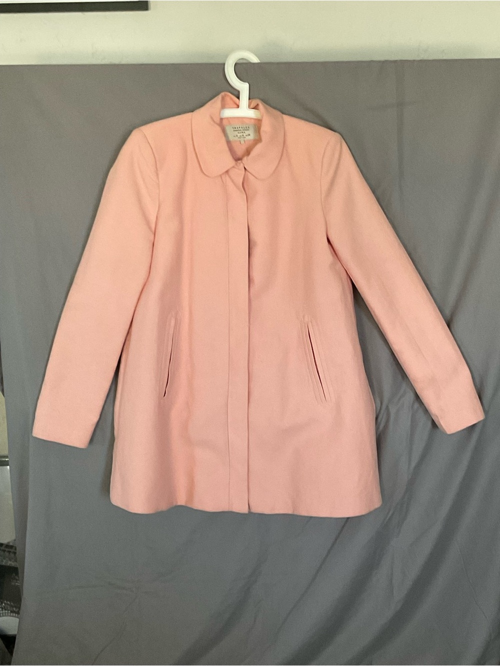 Zara Pastel Pink Peter Pan Collar Wool Pea Coat
